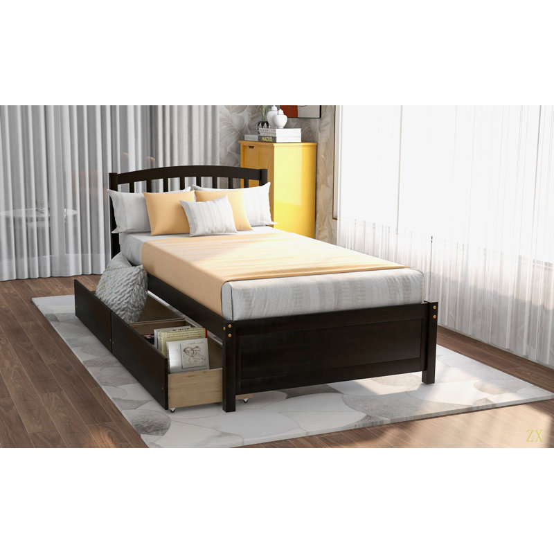 Latitude Run® Twin Platform Storage Bed Wood Bed Frame With Two